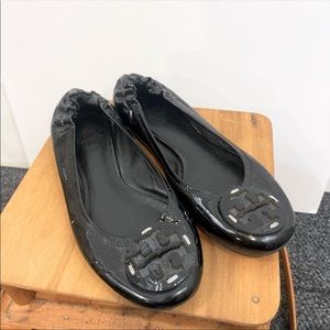 Tory Burch Black Patent Leather Reva Flats Size 7